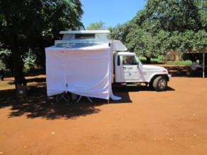 One of the mobile clinics set up in a community