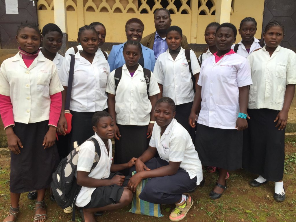 Posing with the seventth and eighth graders