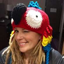 Brooke Durham and her fancy parrot hat