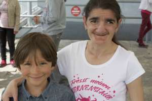 Alina (resident, on right) with a visitor