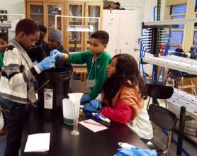 students mix nutrient solutions and measure pH