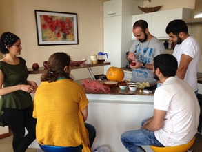 The team preparing props