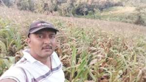 Manuel with his plot of land.