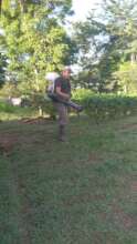 Erling using his power sprayer for agriculture