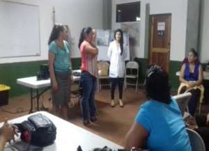 women receiving health training