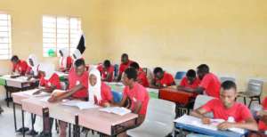 Students using the desks and chairs