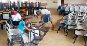 Preparing the chairs for Buyani Secondary