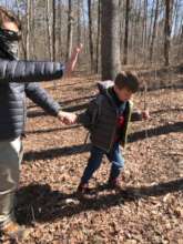 Bennett leading Mack to a new tree friend