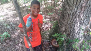 Andrew with Beefsteak Polypore