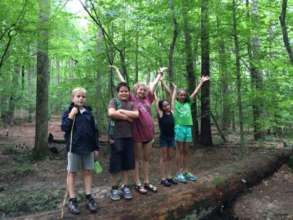 Conquering the log! (James on the left)