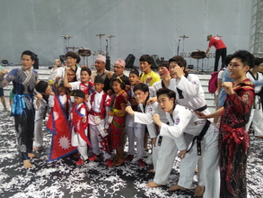 celebrating opening ceremony in Taekwondo Expo