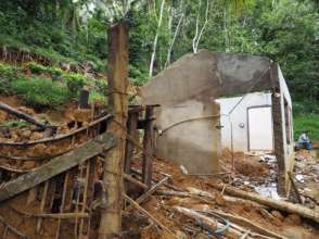 A building destroyed by a landslide