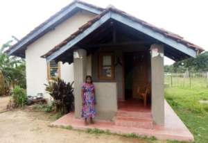 In the front of her house