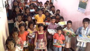 abandoned orphan children with education material