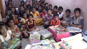 deprived children with educational material