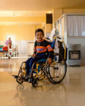 A child happily enroute to recovery.