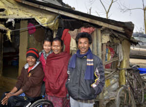 Bishal (far left) and his grateful family
