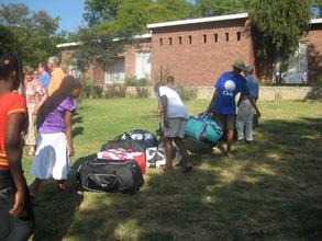 The bags of gifts from a group of very generous people