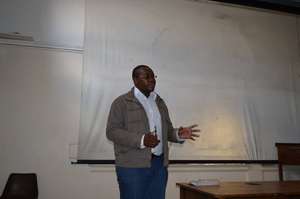 Takunda making his presentation at LeadTalks