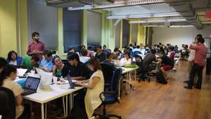 students at a coding bootcamp