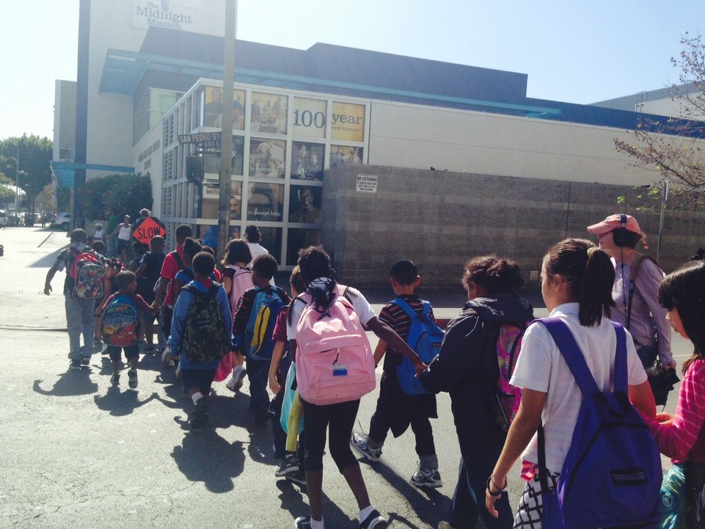 Students going to our Skid Row Learning Center