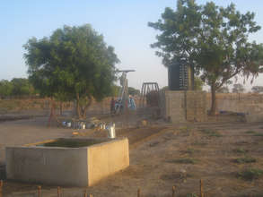 Solar panel, pump, and basin system