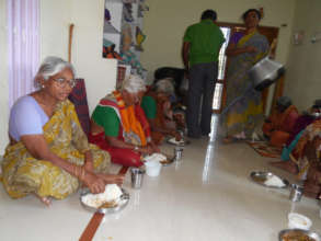 Donating food to poor seniorcitizens in oldagehome