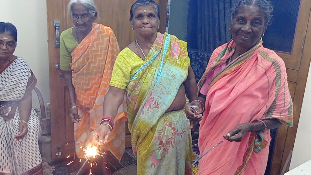Happiness on the faces of Elderly Persons diwali