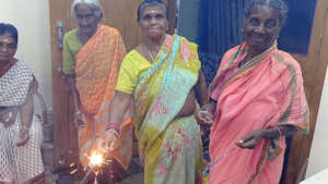 Happiness on the faces of Elderly Persons diwali