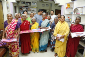 Sarees Donation to oldage people in andhrapradesh