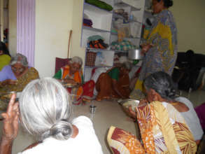 neglected oldaged women getting food accommodation