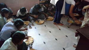 abandoned orphan streetchildren having breakfast