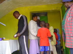 Children entering bathroom