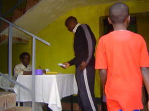 People waiting in line to pay