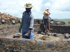 Volunteers working on the new building