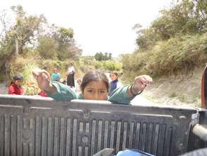 Daily transport by pickup truck to school