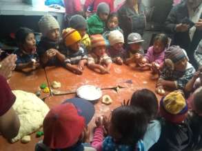 Teaching the little ones how to make bread