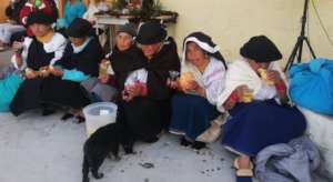 The elderly enjoy the Christmas community party