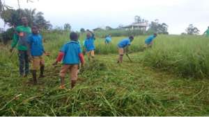 Students preparing their garden