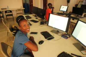 Dorcas in her computer class