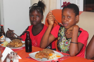 Enjoying a delicious meal