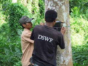 Installing the camera traps in Kaziranga