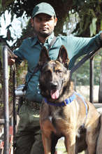 Jorba with his handler, Anil Das, on patrol
