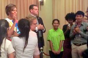 Ms UTH Sithea and First Lady at Siem Reap workshop