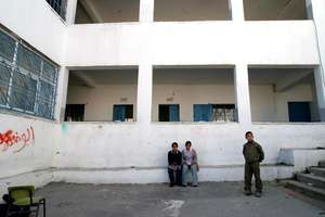 Another view of the school and school yard, today