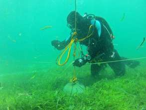 Diver putting a marker