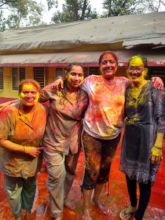 Volunteers and Nurses enjoying Holi with children