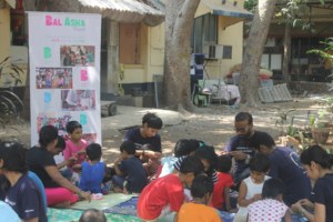 Volunteers helping during the activity