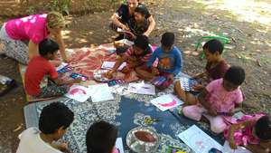 Volunteers help the kids