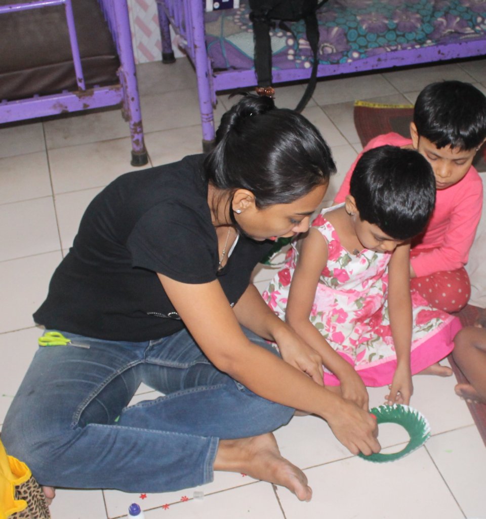 The kids making wonderful items through craft